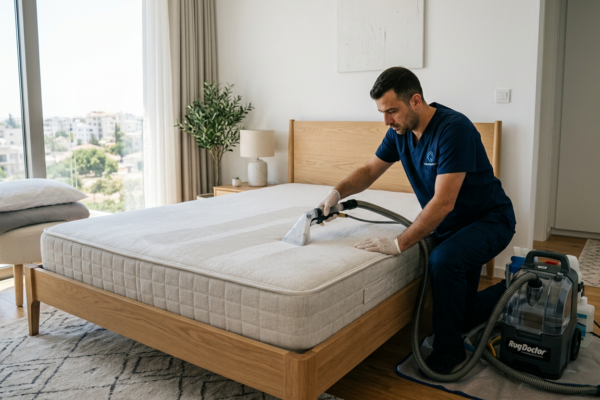 Mattress cleaning Nicosia in a bright modern bedroom